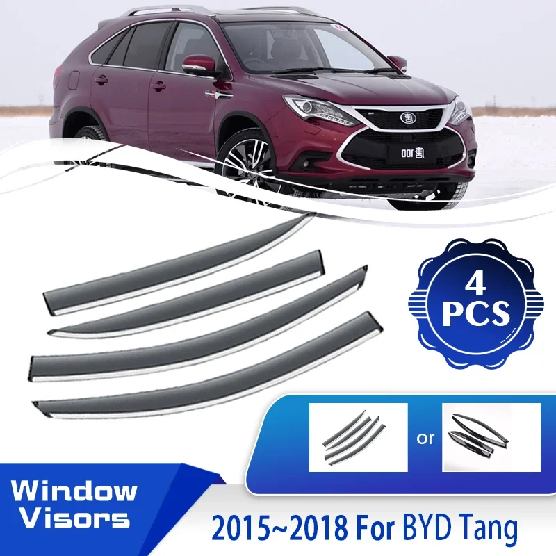 

4PCS For BYD Tang Tan 2015 2016 2017 2018 Car Window Visors Waterproof Wind Rain Visor Deflector Shades Awnings Auto Accessories