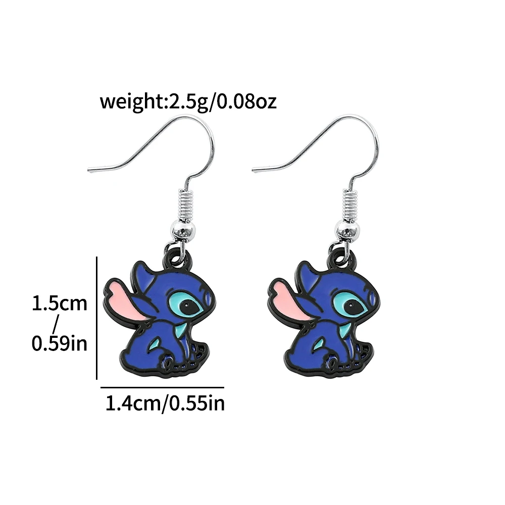 Cartoon Anime Lilo & Stitch Pendant Earrings, Cute Stitch Angel Couple Earrings, Kawaii Cartoon Figure Pendant Accessories