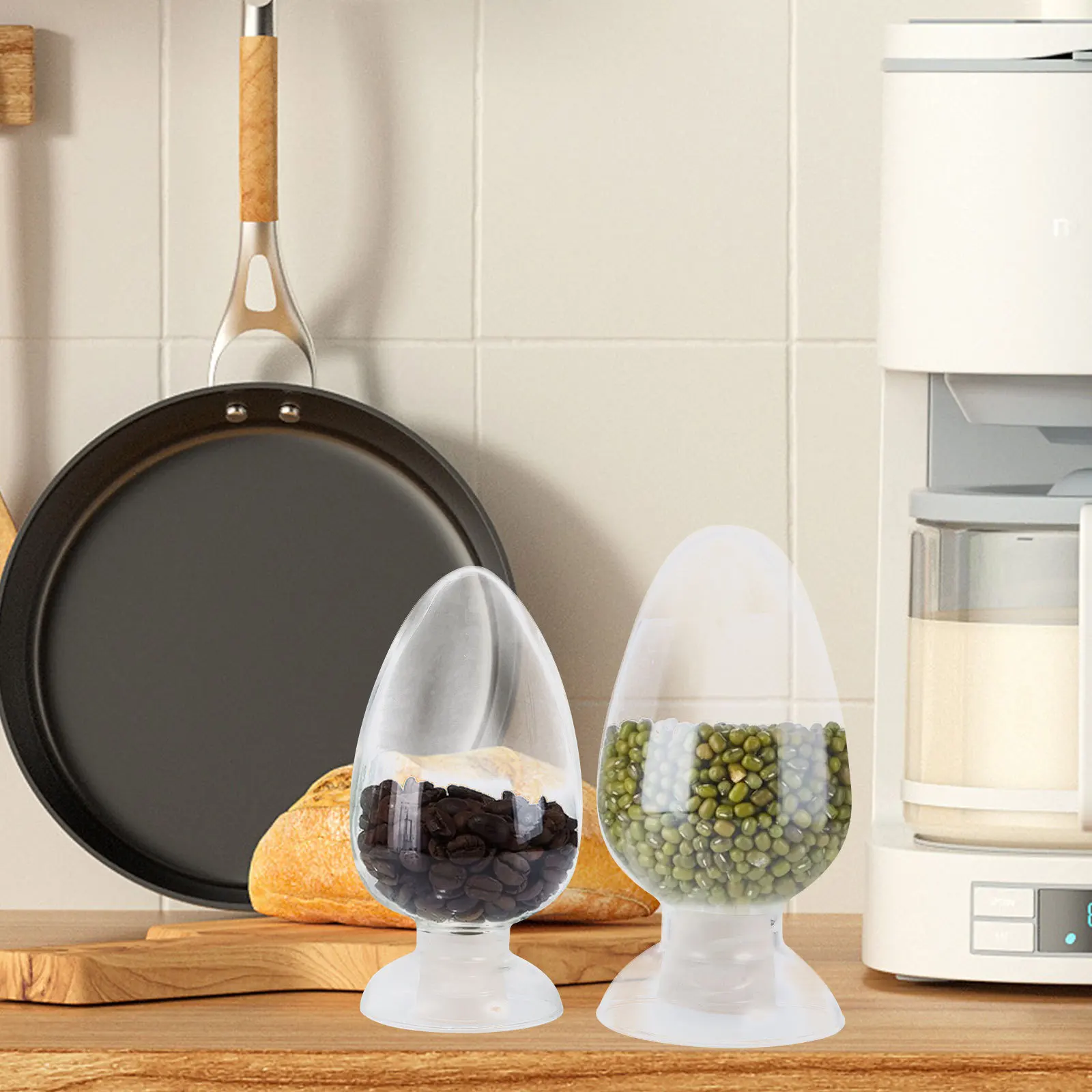 

2Pcs Glass Storage Jars Stable Design Decorative Match Cloche for Home Hotel Bar Club Display Bottles with Stoppers