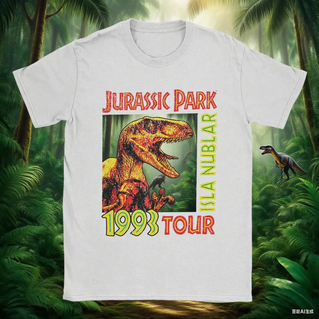 Herren-T-Shirts Jurassic Park 1993 Tour Neuheit T-Shirt aus reiner Baumwolle Kurzarm-T-Shirts O-Ausschnitt Tops Grafik
