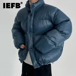 IEFB Stand Neck Cotton Coat Winter Men's Short Warm Padded Jackets Korean Loose Solid Color Versatile Clothing Trend New 9C3206