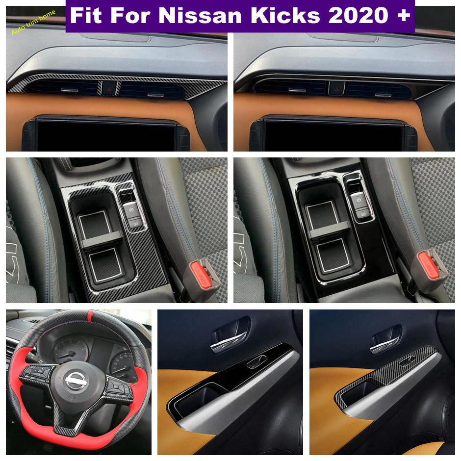 

Car Steering Wheel Window Lift Button Gear Shift Center Air AC Vent Cover Trim For Nissan Kicks 2020 - 2022 Accessories