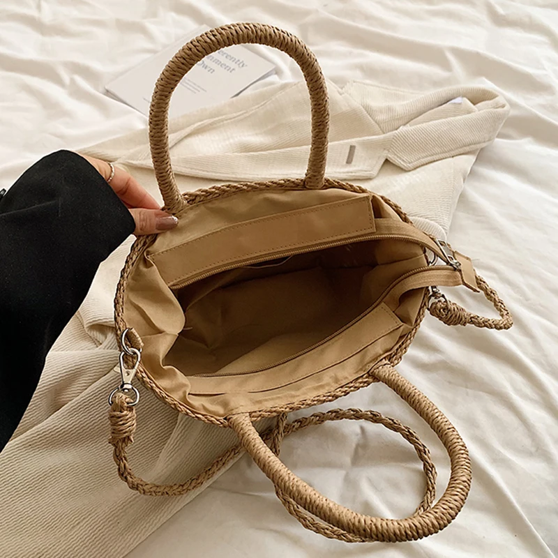 Hand woven Straw Bag Summer Women\'s Shoulder Bags High quality Retro Handbag Bohemian Casual Ldies Beach Bag New Crossbody Bags