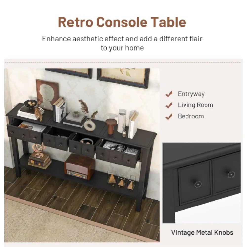 US Narrow Console Table with Storage - 60