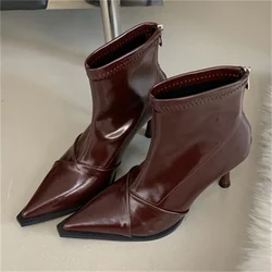 Eilyken New Fashion Pointed Toe Women Ankle Boot Autumn Winter Zipper Thin High Heels Wedding Party Ladies Shoes