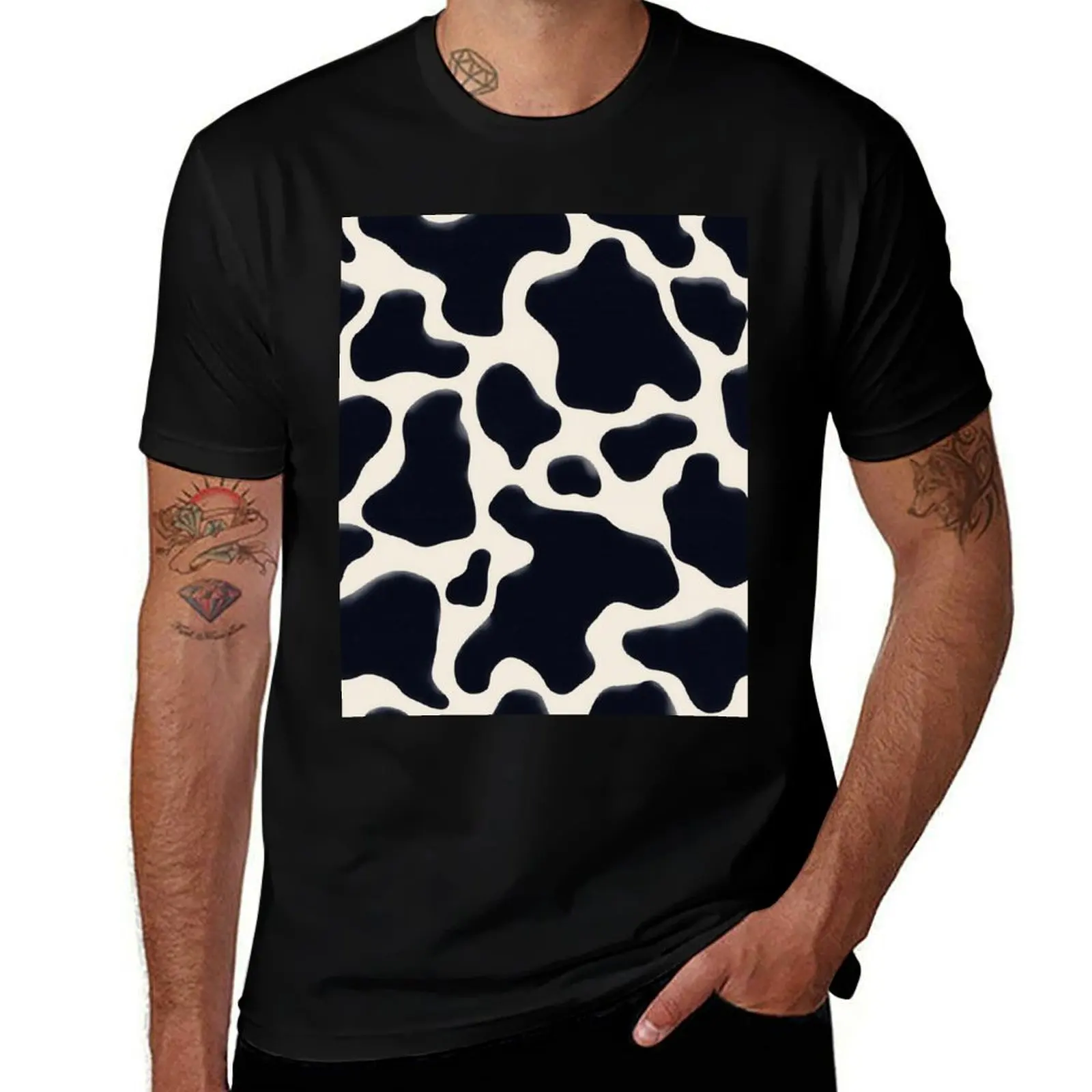 

Dairy Cow Skin Pattern Bold & Wild Animal Print Design T-Shirt summer clothes mens t shirts
