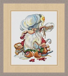Scenery Head Embroidery Kits, Cross Stitch Kits, DIY Home Embroidery, 12-chef gnome 30-34