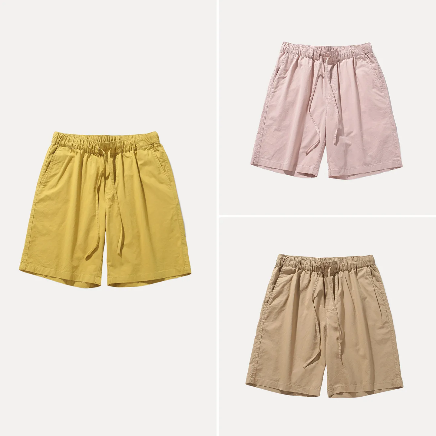 

Men's Drawstring Elastic Waist Loose Fit Summer Shorts Versatile Straight Leg Five-Quarter Length Casual Pants