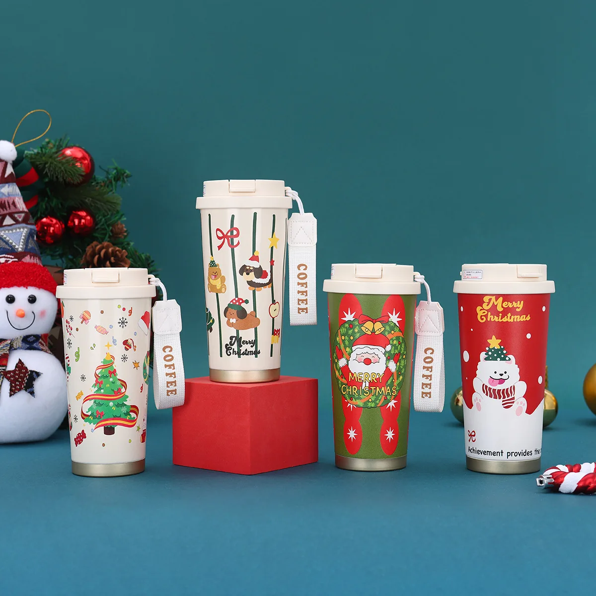 

HQ customized Stylish Christmas Gift Vacuum Flask for Her - 2025 New Double Drinking Straw Cup