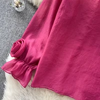 Ruffle Chiffon Blouse Summer Women Lantern Sleeve Fashion Slim Loose Vacation Ladies Y2K Casual Chic Tops - Image 3