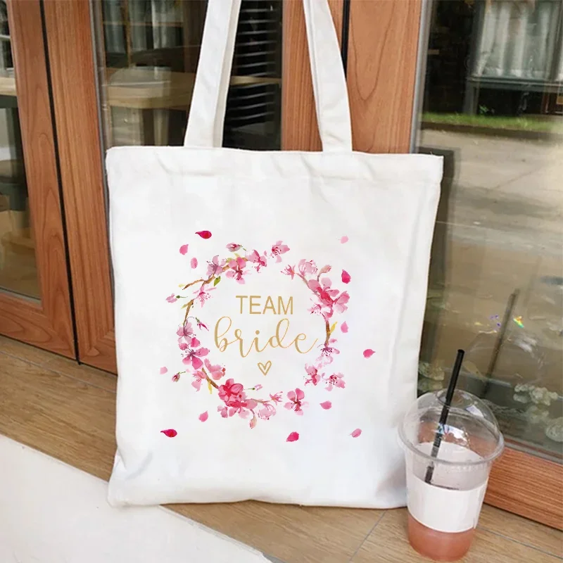 Hen Party Wedding Party Tote Bag Women Totebag Shoulder Bag Bachelorette Party Team Bride Handbag Reusable Shopping Beach Bag