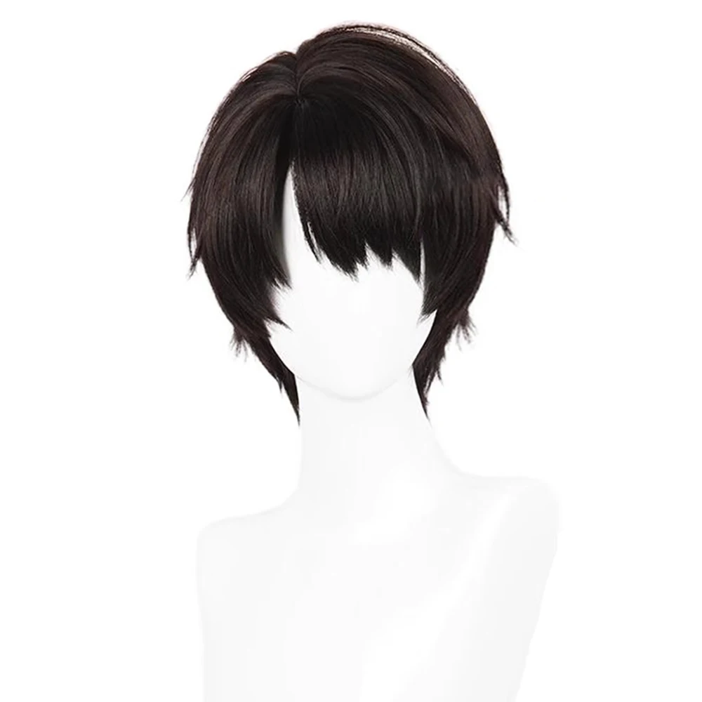 재고 있음 칼렙 코스프레 가발 미유크코스프레 게임 러브 앤 딥스페이스 코스프레 다크 브라운 숏 헤어