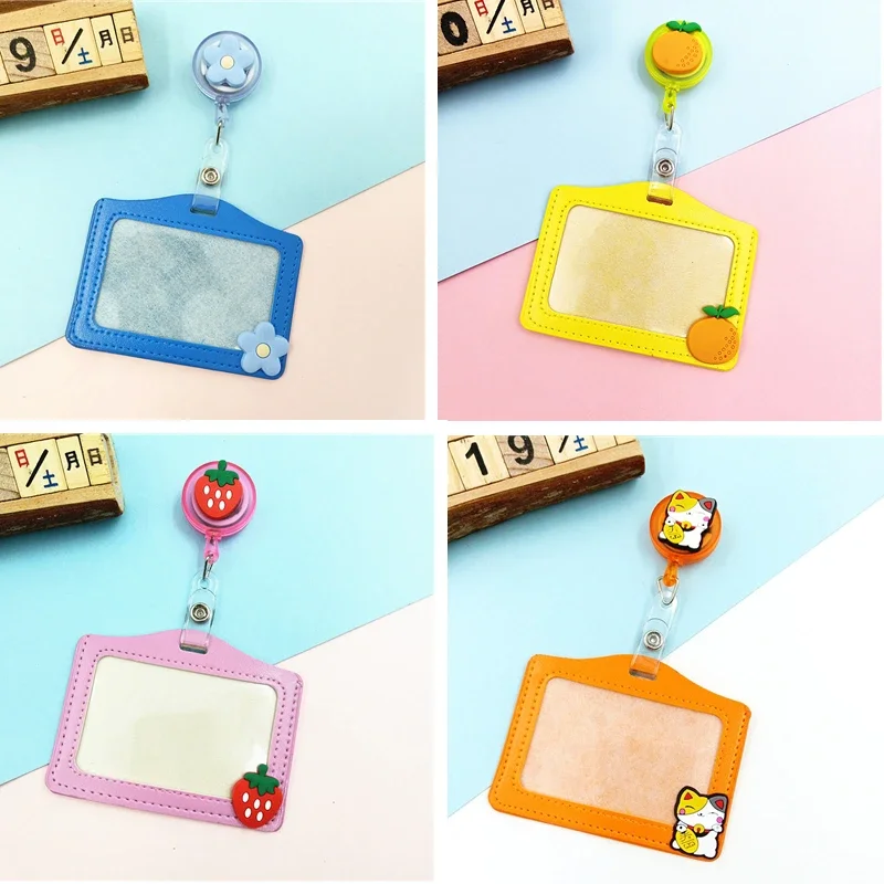 Imagem -03 - Cartoon Working Permit Case pu Leather id Tag Nome Badge Holder Bonito Retrátil Badge Reel para Enfermeira Staff Pass Work Card