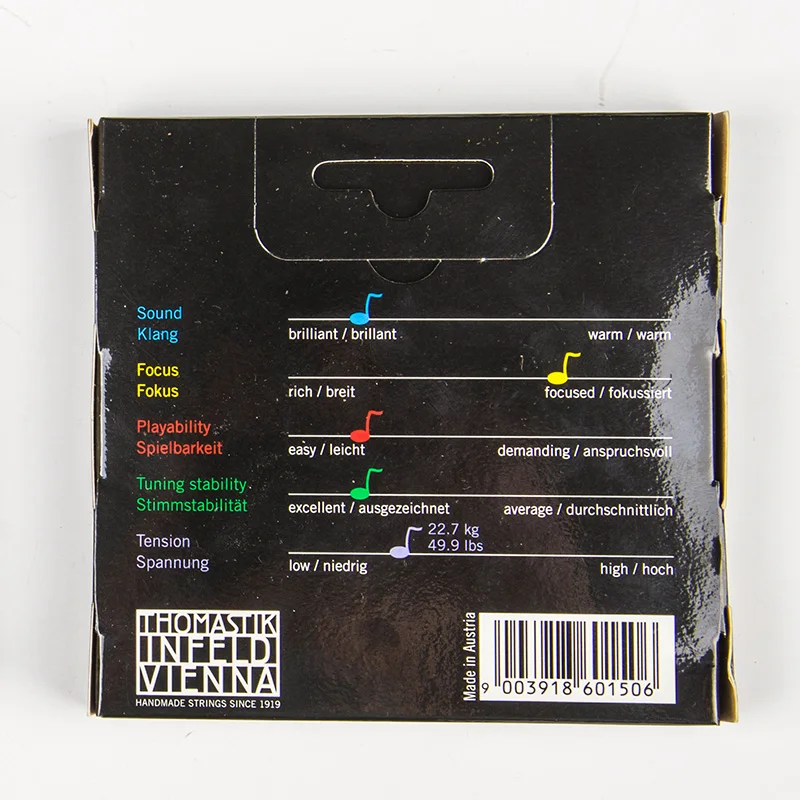 Thomastik-Infeld VISION Violin Strings Set VI100 E-A-D-G 4 Strings 4/4 Size Synthetic Core Carbon Steel E Medium Tension