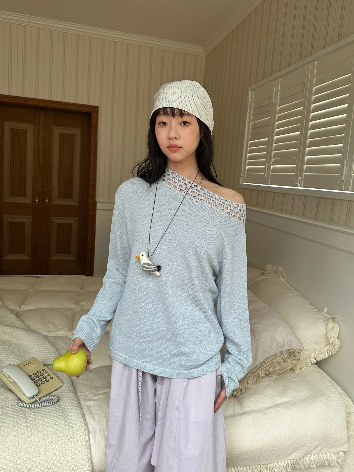 

Loose Long Sve Knitted Sweater oulder Bared Hand Crocheted Casual Sle Soft Nylon Women's Top Regular Fit Hollow out De...