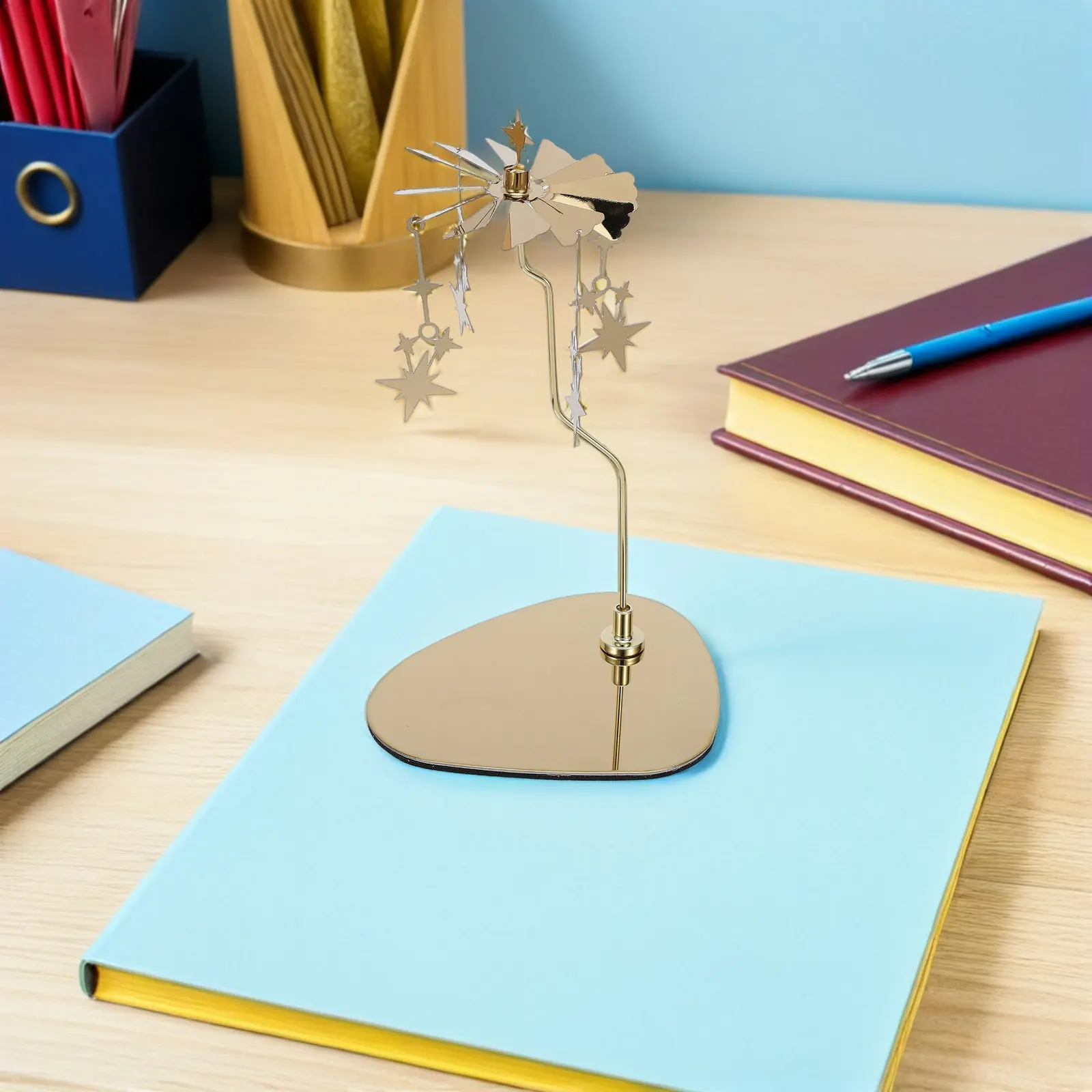 Stainless Steel Star Rotating Holder Triangular Tray Gold Spinning Tealight Holder Romantic Wedding Christmas Table Decor