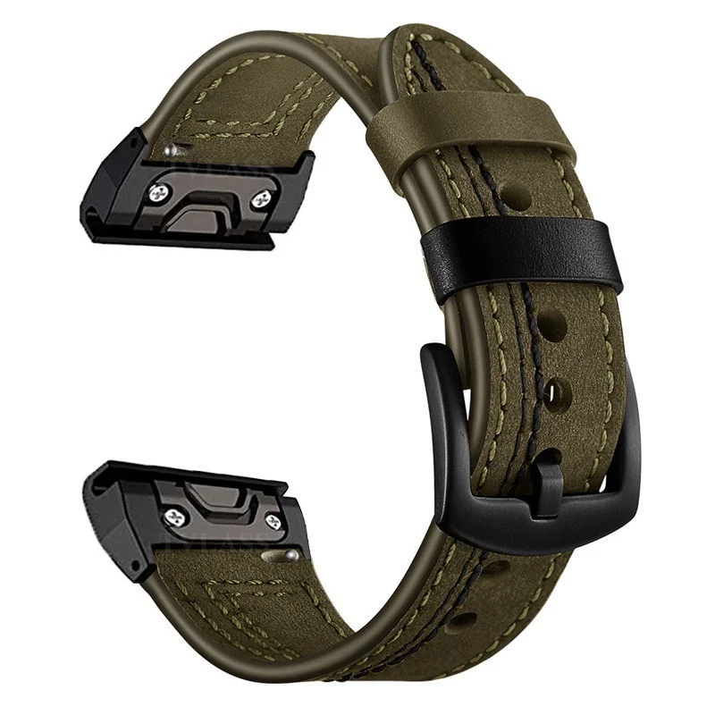 22mm 26mm Genuine Leather Strap for Garmin Tactix 7 AMOLED Fenix 7X 7 Fenix 6X 8X Pro Plus Epix Gen Enduro 2 Quick Release Strap