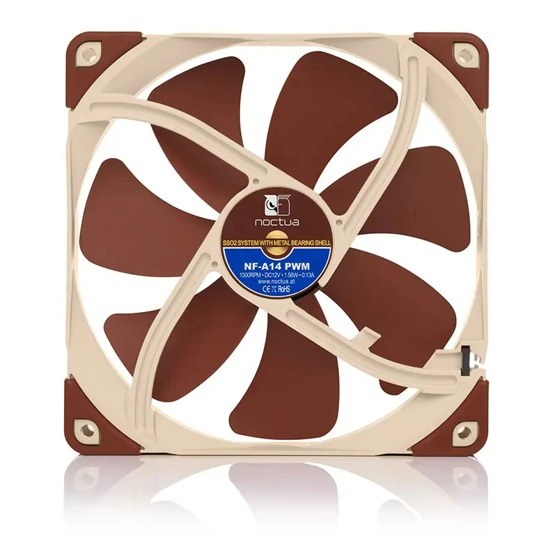 Noctua NF-A14 PWM Case Fan SSO2 Magnetic Stable Bearing 14CM Fan Adopt AAO Frame Aerodynamic Design Integrated Shock Pad  140mm