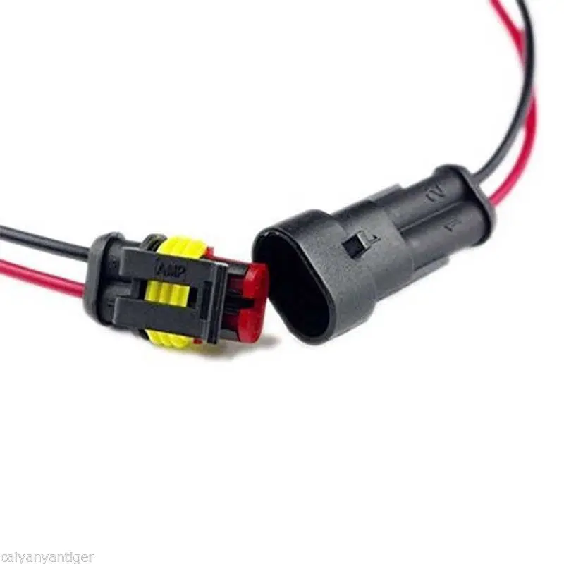 10 Kit 2 Pin Way Car Waterproof Electrical Cable W/ Terminal Wire Connector Plug