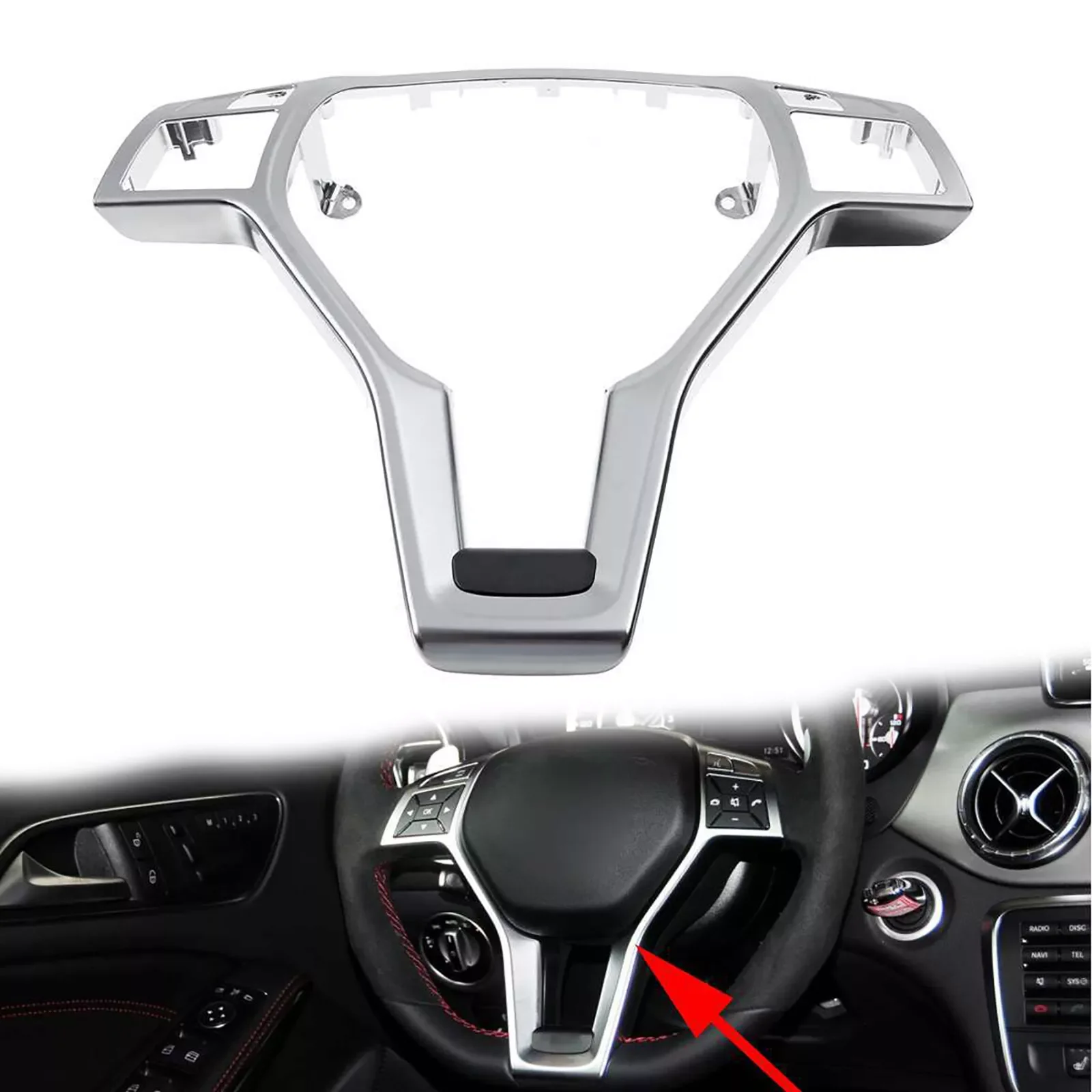 Car Steering Wheel Chrome Panel Cover Trim For Mercedes Benz AMG A B C E GLK GLA CLA CLS Class W176 W246 W204 W212 W156 W117