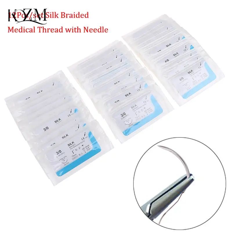 6/12pcs 2.0/3.0/4.0 Needle Suture Nylon Monofilament Non-injured Suture Medical Thread Suture For Medical Surgical Suture Tool