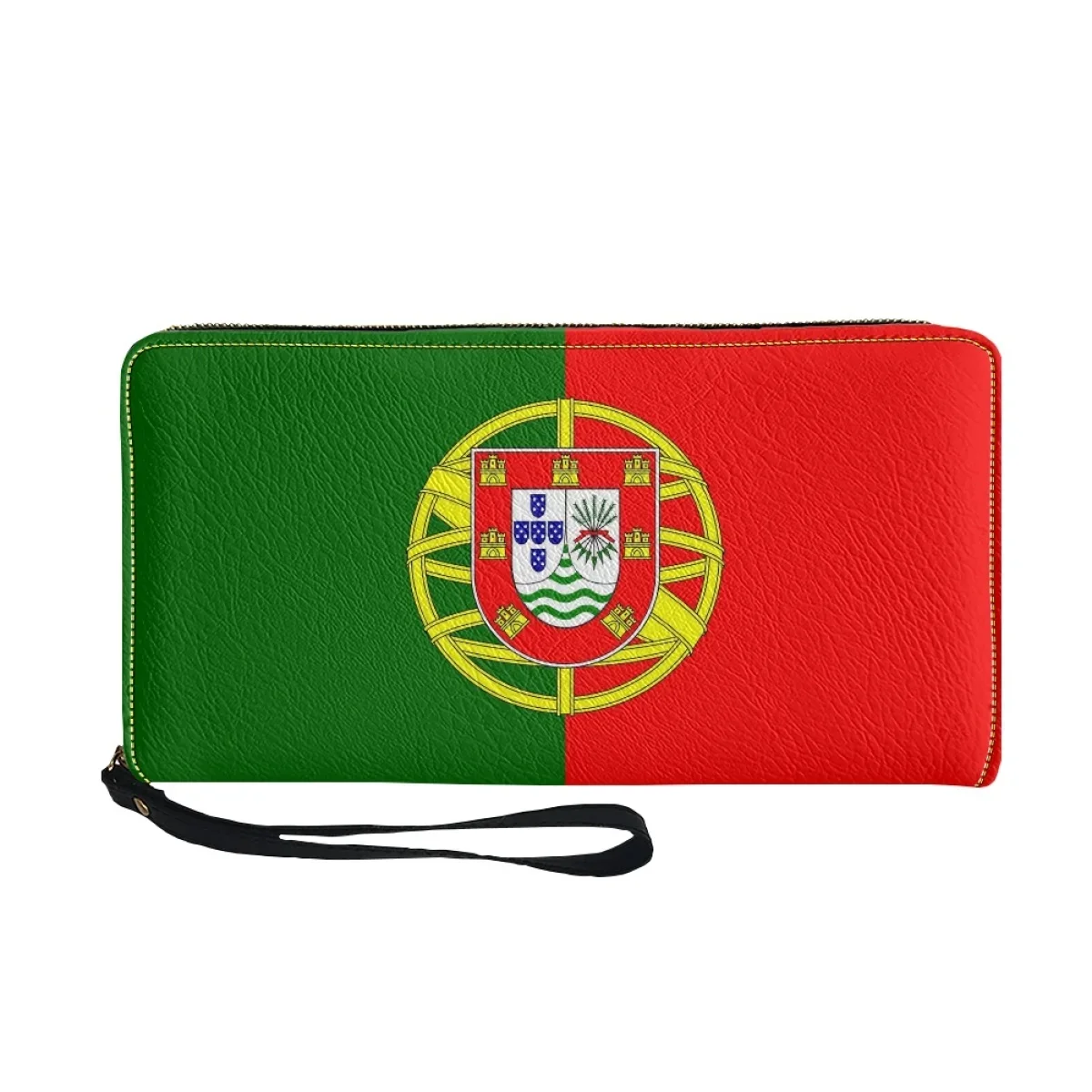 Portugal Emblem Women's Wallet Luxury PU Leather Ladies Purse with Zipper Casual Portable Girls Wallets Lightweight Money Bags