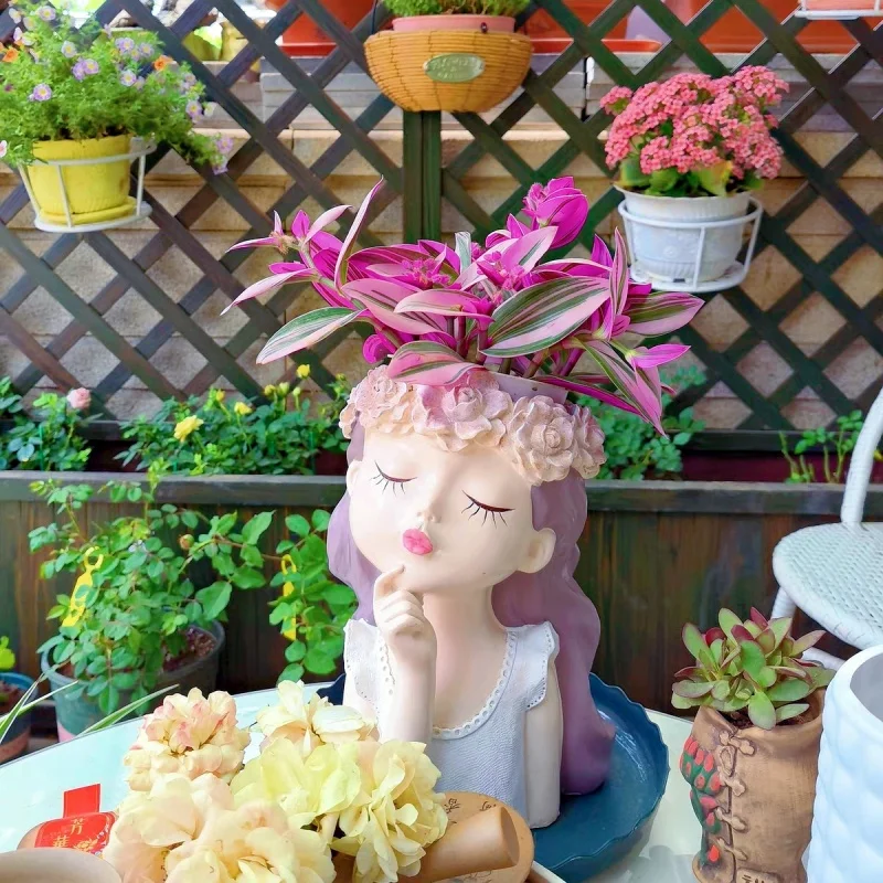 Contemplative Flower Fairy Vase Large Silicone Mold DIY Resin Gypsum Desktop Pot Plant Mold Home Decor Tool view 4