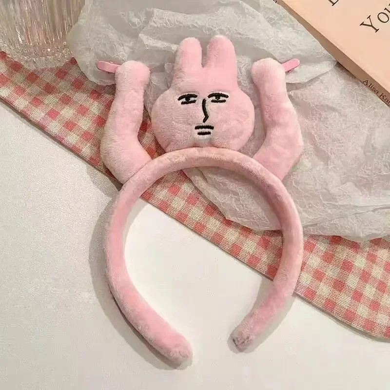 2024 new pink rabbit hairband funny and funny headband grab bangs hair bundle cartoon headdress