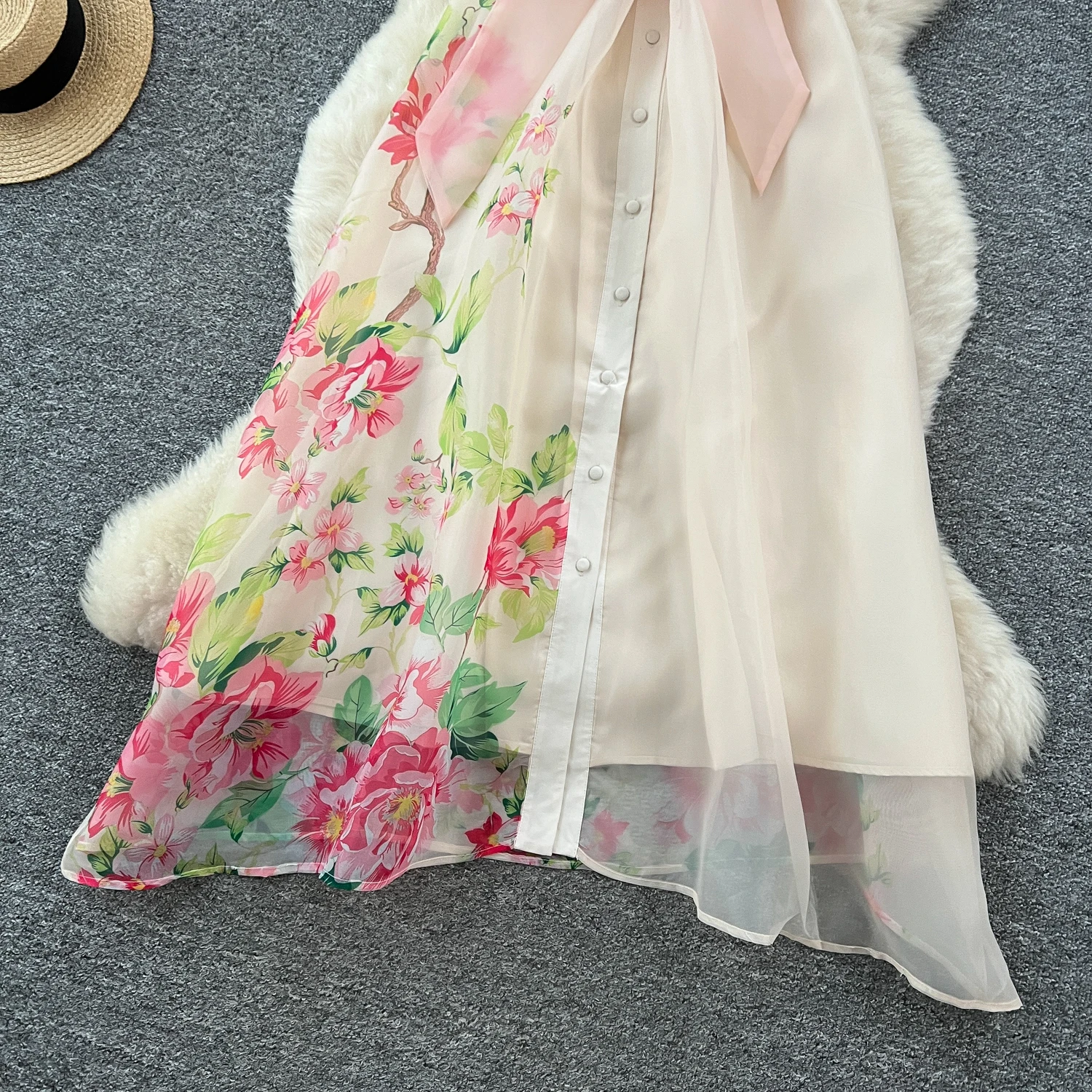 2025 الفرنسية خمر فستان سهرة أنيق المرأة الزنانير شبكة واحدة الصدر ثلاثية الأبعاد زهرة فستان طويل الراقية مهرجان الملابس جديد