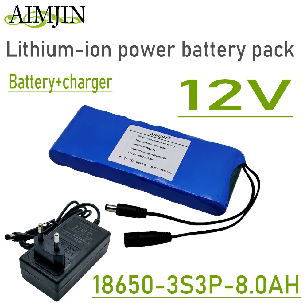 

3s3p 12V with BMS battery pack 18650 rechargeable lithium-ion battery 12V 8000mAh ultra large capacity+12.6V DC 2A charger