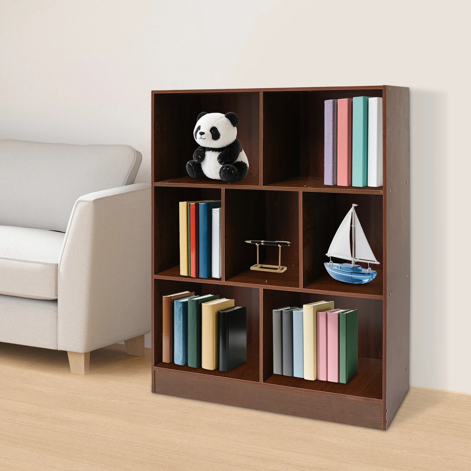 책장, 7칸 책장, 바닥에 서 있는 책장