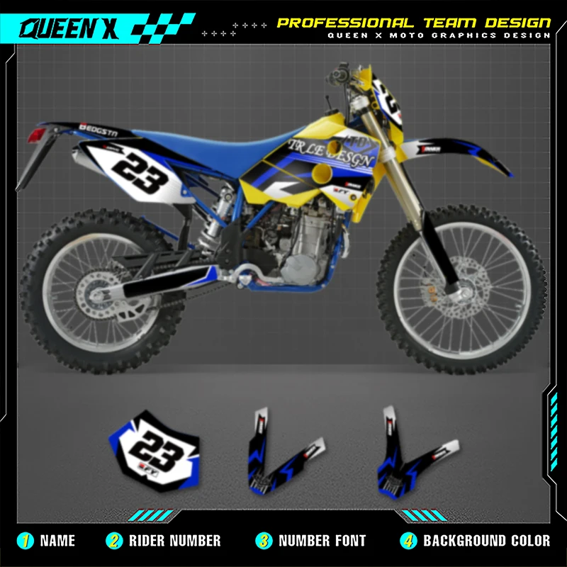 Queen X MOTOR  Custom Team Motorcycle Graphics Decals Stickers Kits For  HUSABERG FE 2001 2002 2003 2004 2005 001