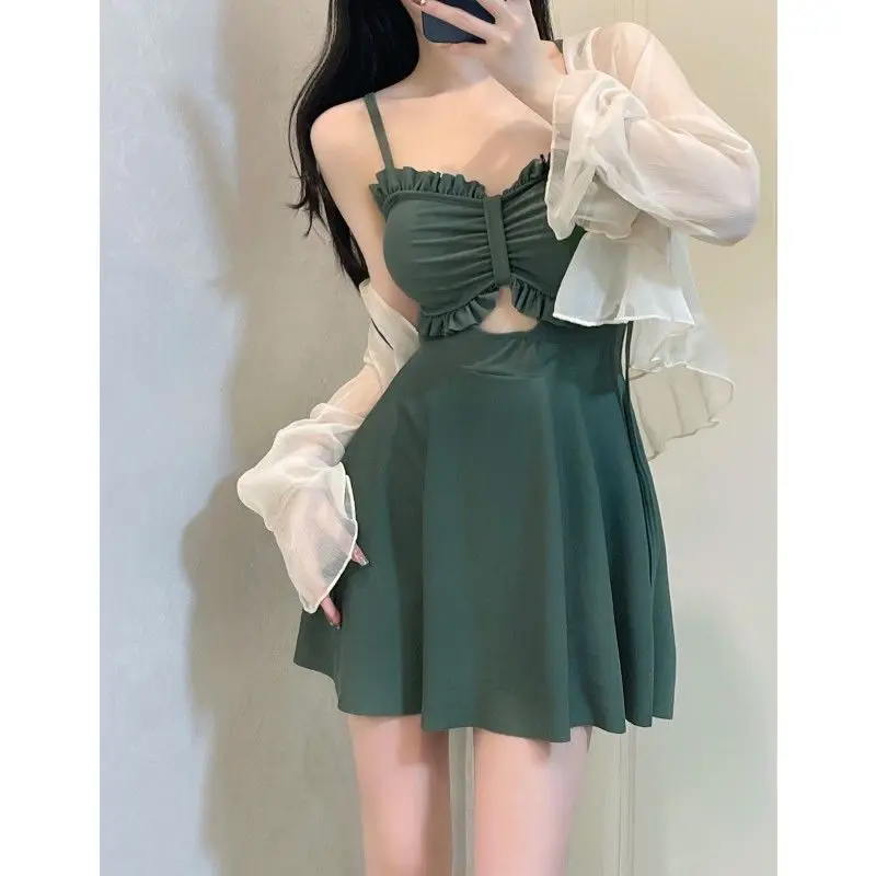 Women's Skirt Style Covers Belly and Makes Students Look Slim and Conservative Avocado Green Hot Spring Summer White Ins