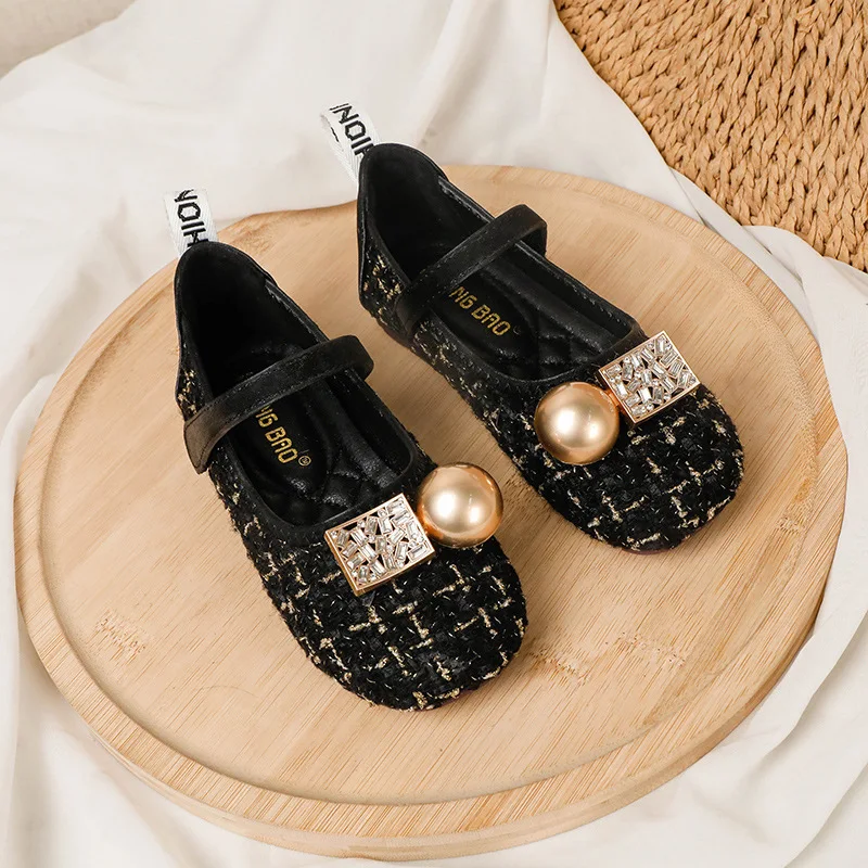 Fashion Cyrstal Girls Flats Princess Hook Loop Party Shoes For Kids Spring Autumn Non Slip Soft Toddler Children Mary Janes