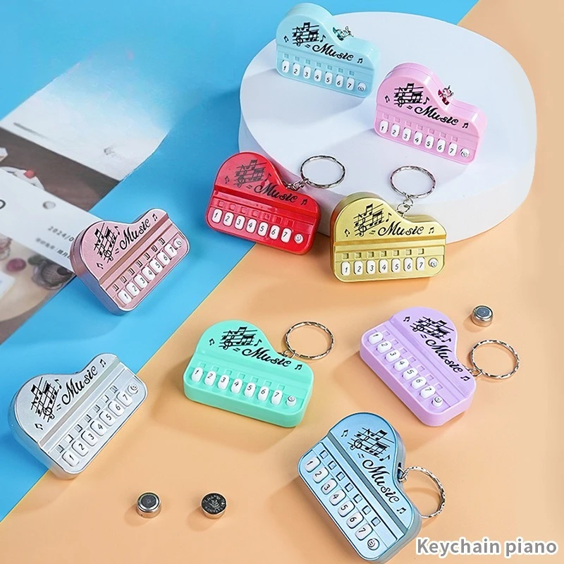 

Music Electronic Piano Keychains Pendant Luminous Music Toy Piano Keychain Mini Real Working Finger Piano Keychain Funny Gift