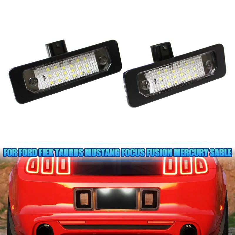 2pcs/set LED Car Number License Plate Lights For Ford Mustang Flex Taurus Focus Fusion Mustang Lamps