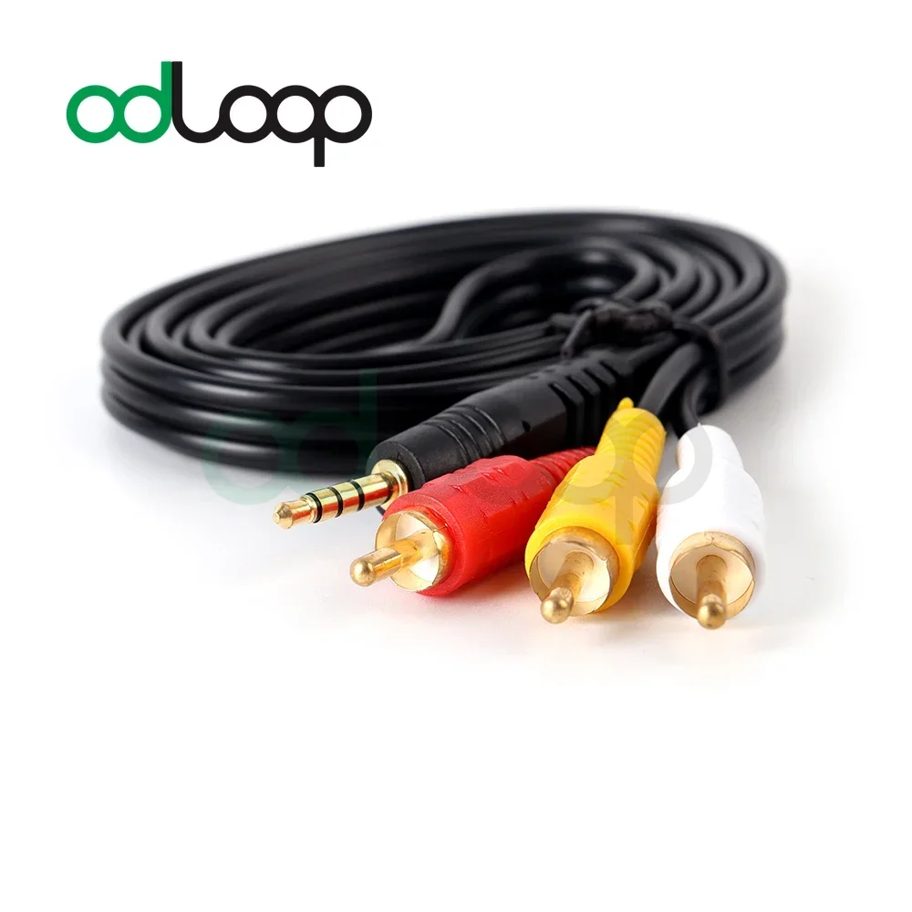 ODLOOP RCA 비디오 AV 어댑터 수 스테레오 오디오 비디오 케이블, 수-3 암, 3.5mm
