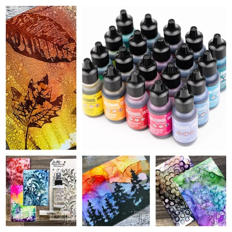 

14ml Alcohol Ink Set Handmade DIY Creative Home Decoration Painting Journaling Fluid Painting Auxiliary Materials Alcohol Ink