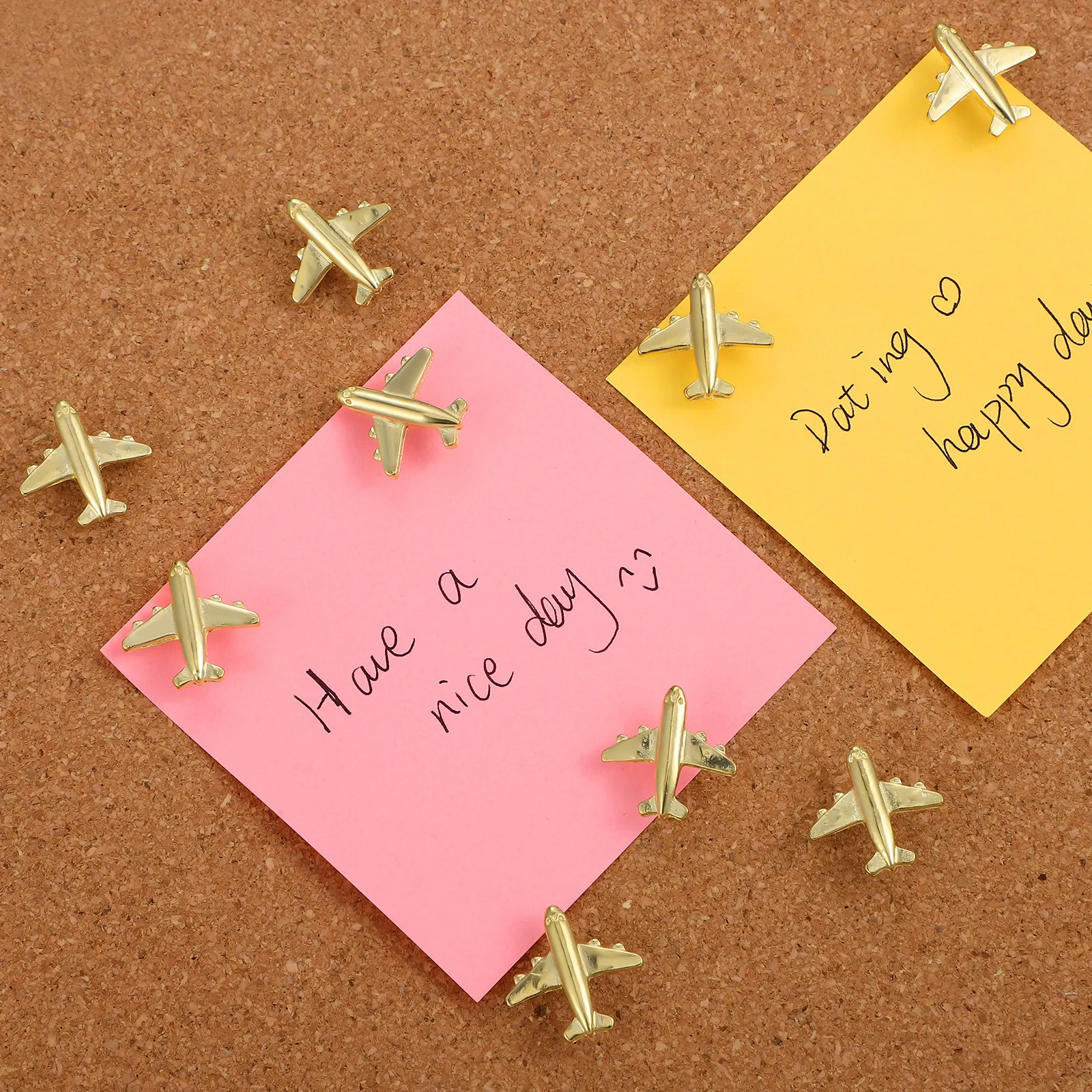 

24 шт. Золотые кнопки-гвоздики в форме самолетов для доски объявлений, маленькие кнопки-гвоздики в форме самолетов
