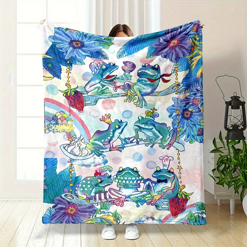 

VintageStyle Rainforest Animal Print Flannel Throw Blanket Polyester Digital Printing Lightweight Soft