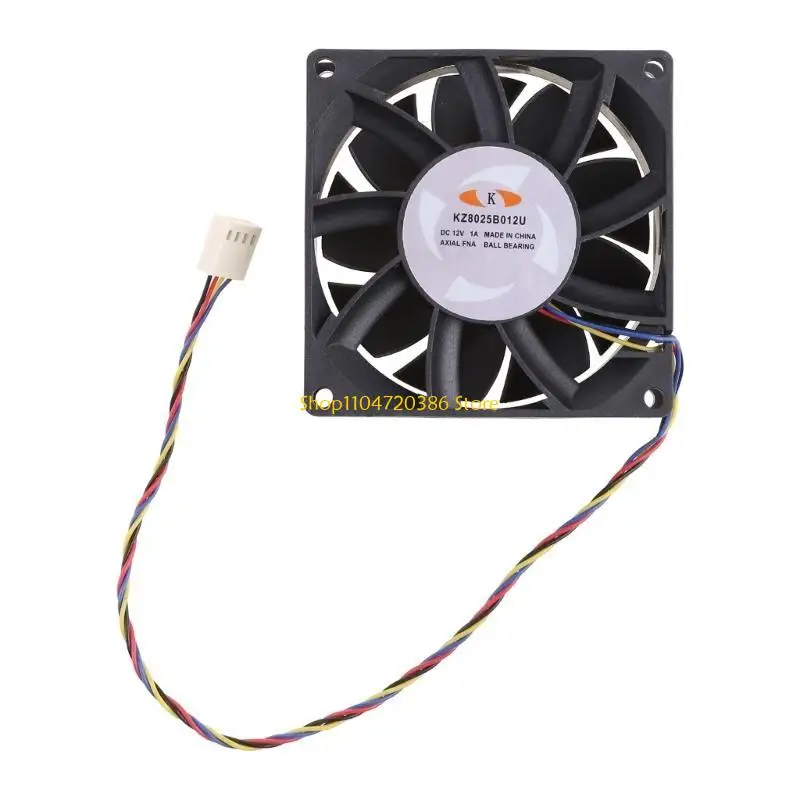 

KZ8025B012U Ball Bearing Fan 8CM 80MM 8025 80x80x25mm 12V 1.00A Violent Wind Capacity 4 Wire Fan with PWM Support