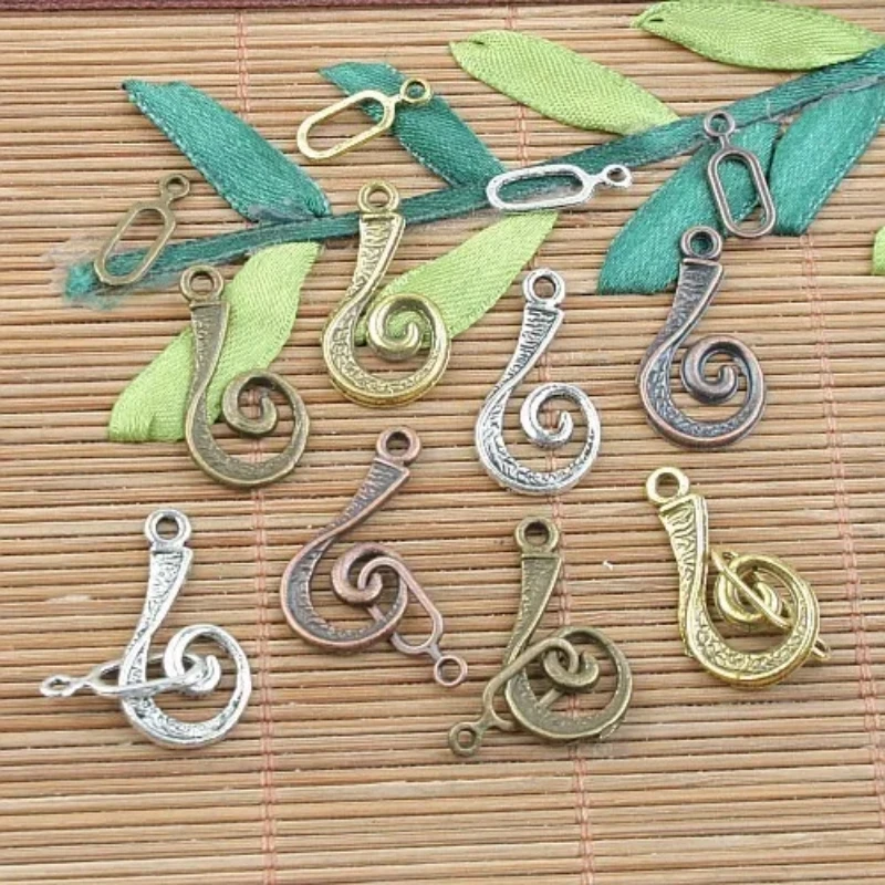 20sets 26x13.3mm Bronze /dark Gold /copper /tibetan Sivler Color Alloy Charm Swirl Toggle Clasps H3334