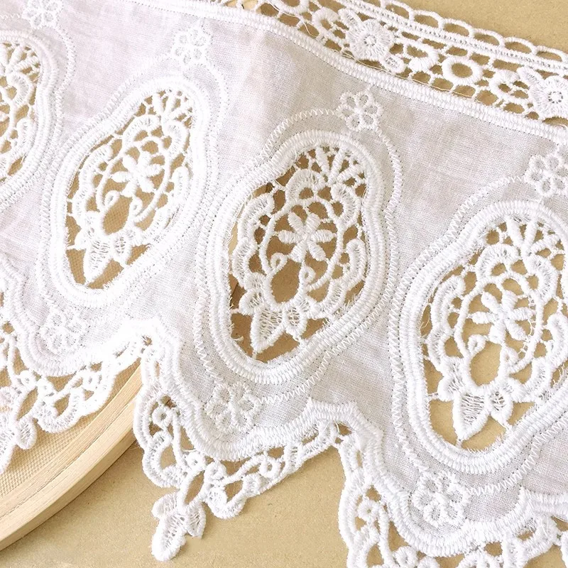 White vintage pattern cotton edge 16.5cm wide cotton garment skirt curtain bedding DIY handmade accessories