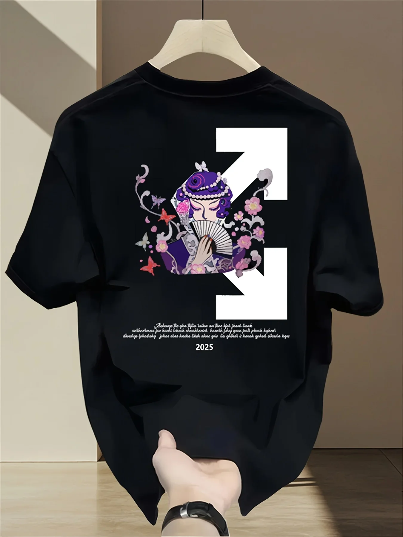 

Summer new men's heavyweight 100% pure cotton T-shirt, casual, loose and high-quality top