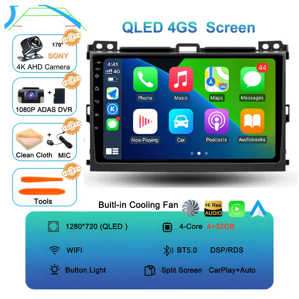 Android 16 autoradio voor Toyota Land Cruiser Prado 120 3 III voor Lexus GX470 GX 470 J120 2002 - 2009 Multimedia Videospeler