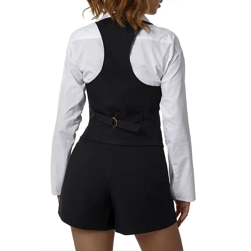 Women\'s Dressy Waistcoat Racerback Button Vest Jacket Vintage Steampunk Sleeveless Tuxedo Suit Vest Crop Tank Top