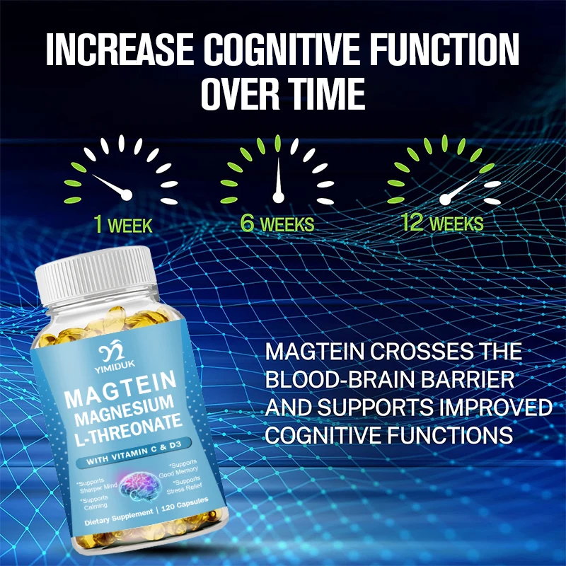 Magtein Capsules Magnesium L-Threonate 144mg Supports Focus, Mood, Healthy Memory, Cognitive Function