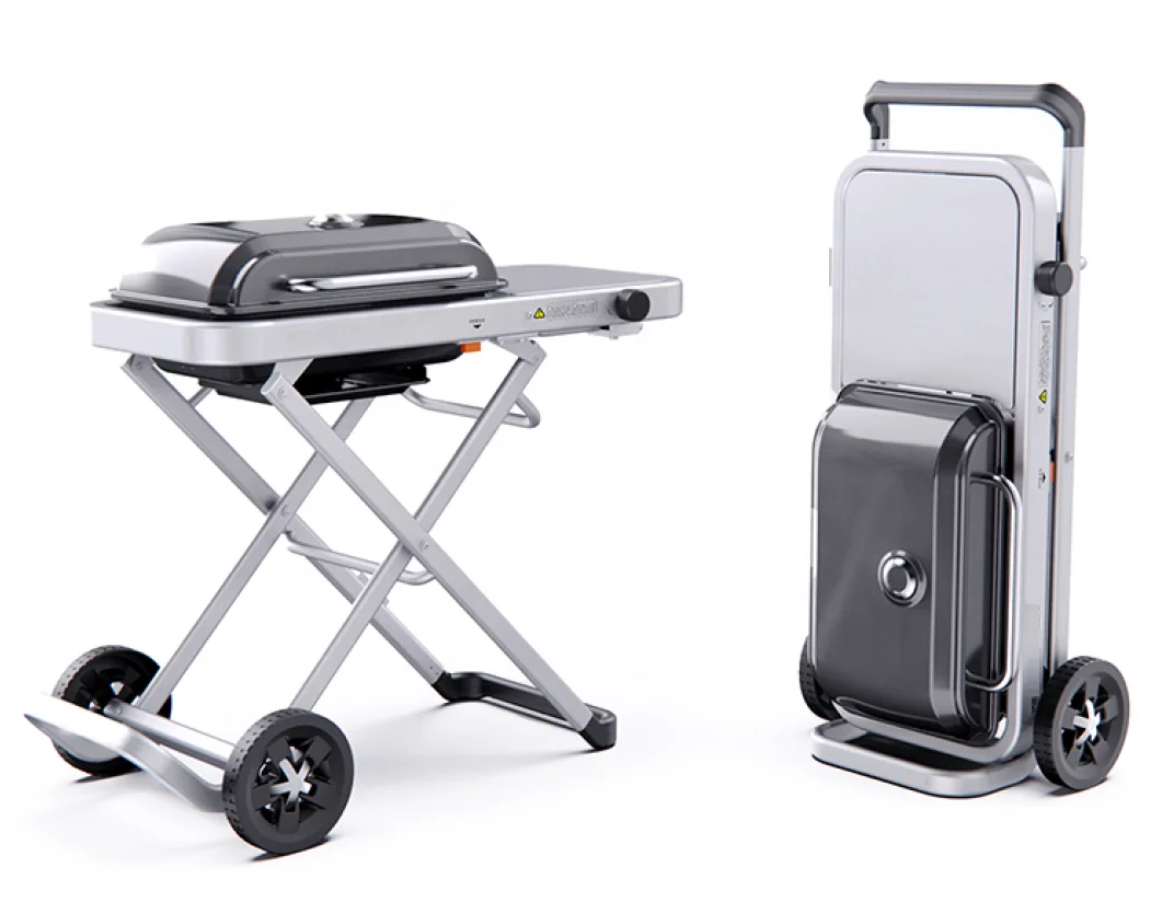 

Patent Grill Gas Grill with Foldable Cart and Side Table Portable Propane Grill with Lid for Outdoor Yard Backyard BBQ Camping