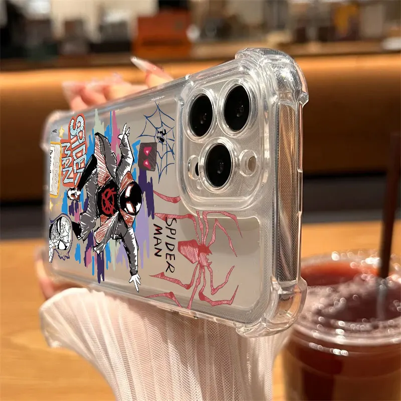 حافظة هاتف Marvels Spider Man مايلز موراليس شفافة لهاتف آيفون 17 16 14 15 11 12 13 Pro Max 16E 15 16 Plus 17 غطاء مضاد للصدمات #5