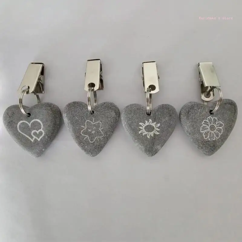 8 Chiếc Khăn Trải Bàn Trọng Lượng Hình Trái Tim Đá Cẩm Thạch Bàn Vải Cố Định Giá Kẹp Cho Bữa Tiệc Gia Đình Dã Ngoại Cắm Trại Trí